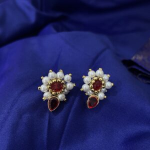 Red Stone Drop Earrings