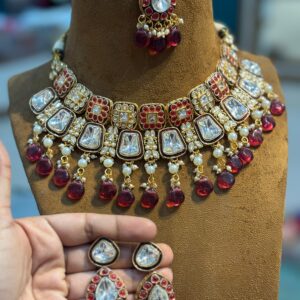 Ruby Kundan Set - Combo