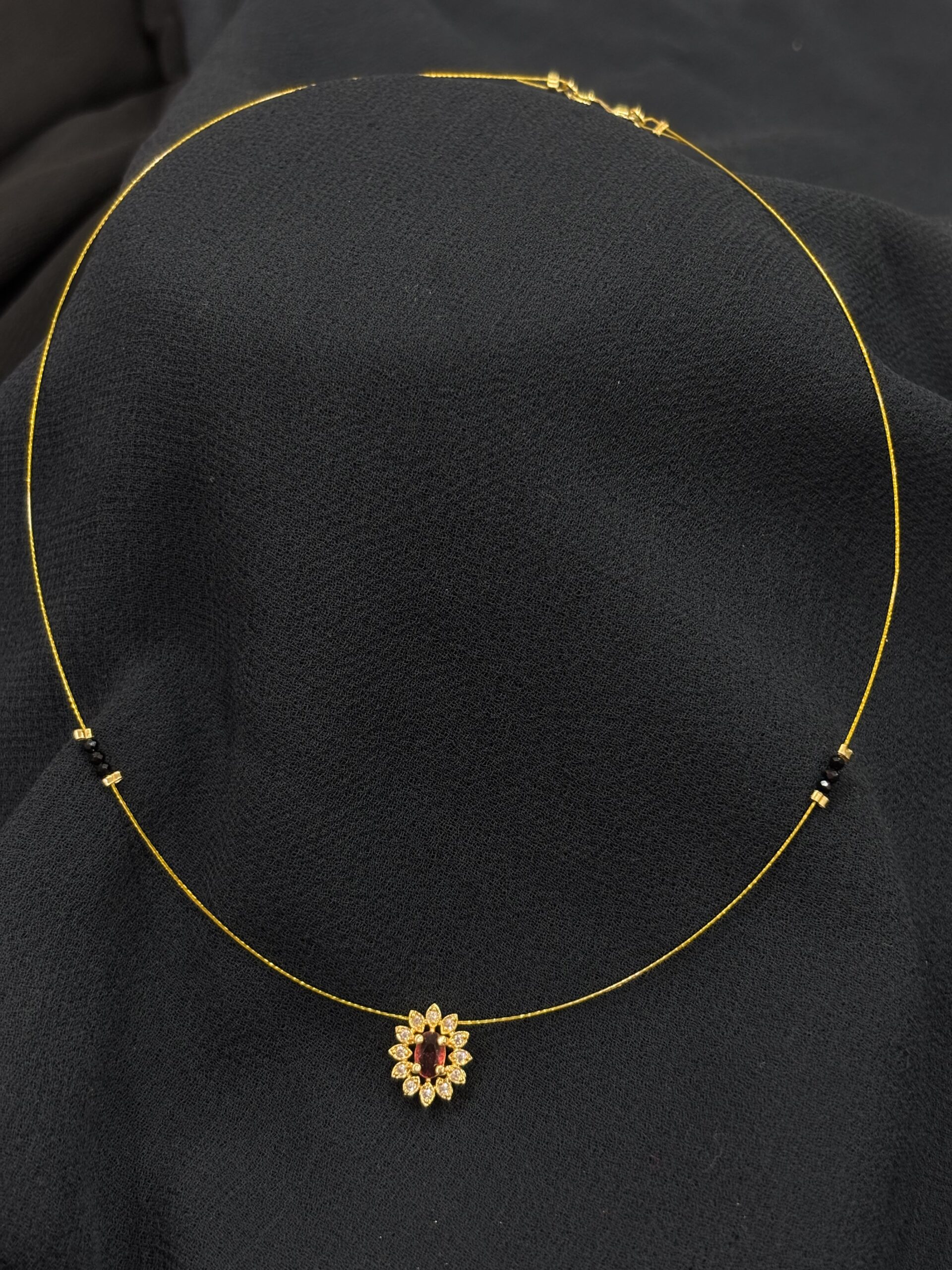 Invisible minimal mangalsutra red stone